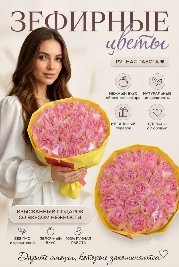 №1 Букет Зефирный Размер XL розовый,350г в Павловском посаде