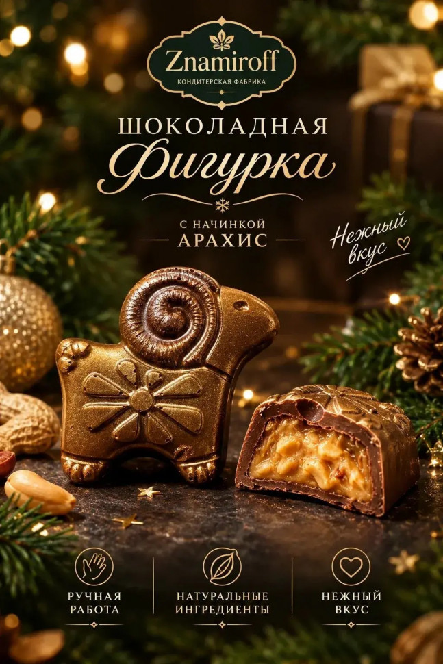 Шоколад фигурный "Баран-таран" молочный шоколад с арахисовой начинкой (блок 5шт по 70г) в Павловском посаде