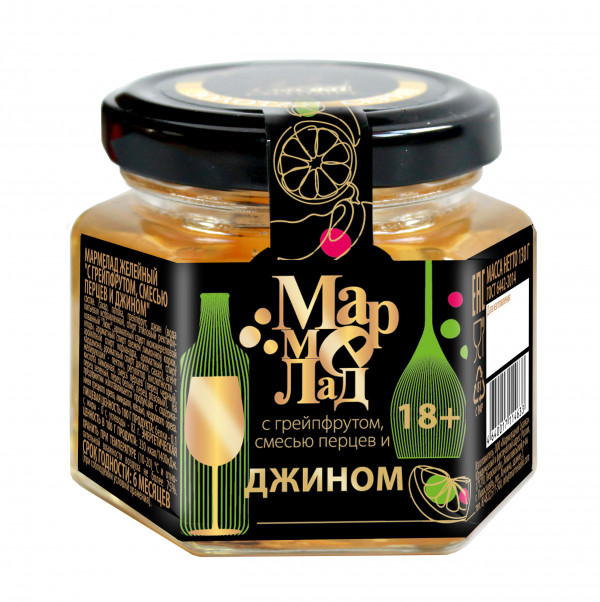 №2 Мармелад в банке "С грейпфрутом, смесью перцев и джином" 130г (18+)  в Павловском посаде