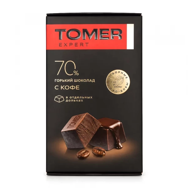 №1 Фабрика Томер  Горький (70%) шоколад с КОФЕ, 90г  в Павловском посаде