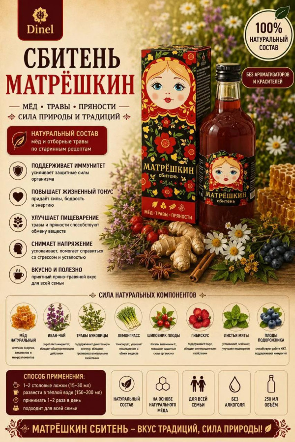 №3 Сбитень Матрёшкин, 250мл  в Павловском посаде